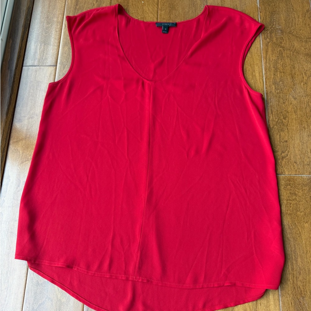 J. Crew Red Sleeveless V-Neck Blouse